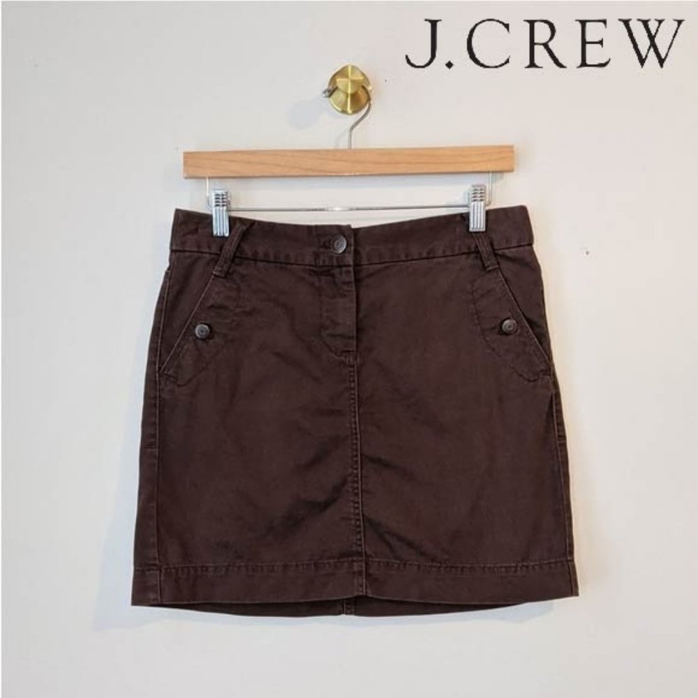 J. Crew Classic Twill Chino Mini Skirt Brown SZ 4